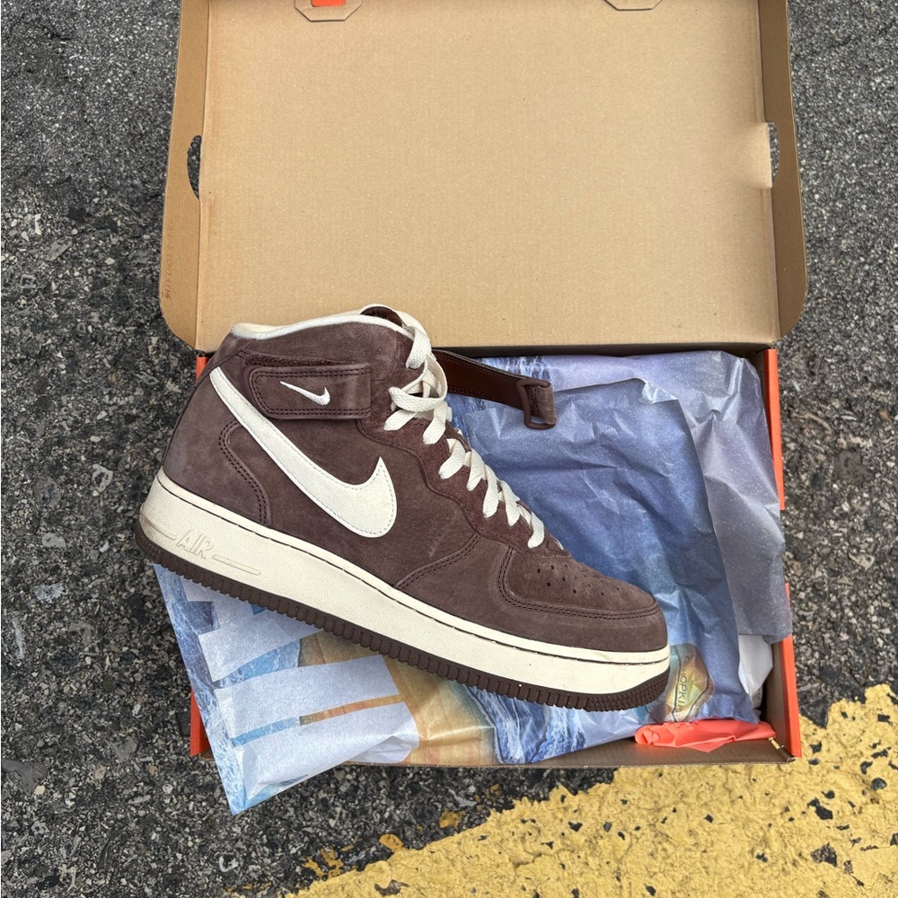 Brown and White High-Top Sneakers